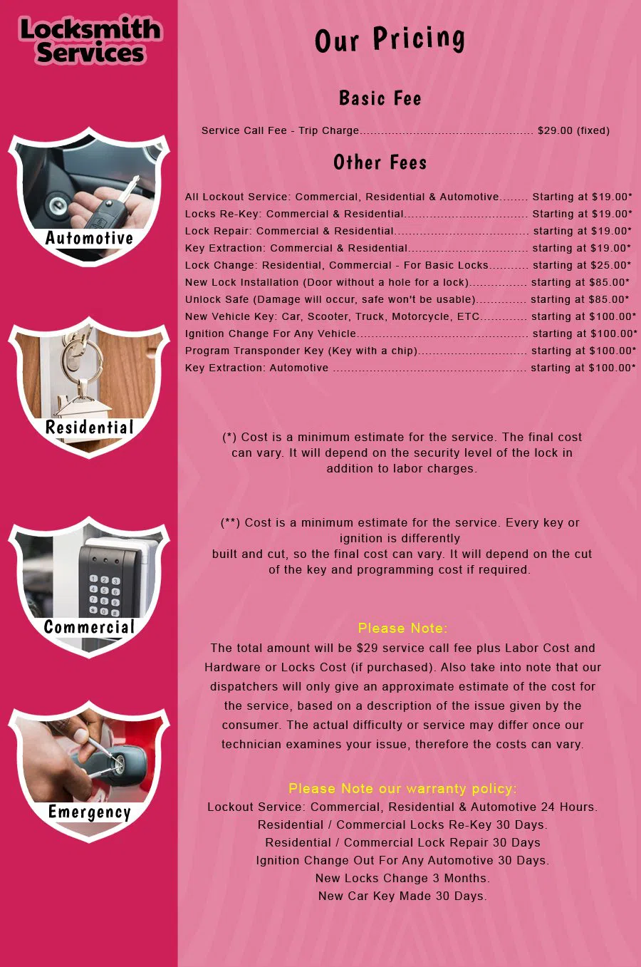 Florence NJ Locksmith Store Florence, NJ 609-281-8236 - price-list-c-18